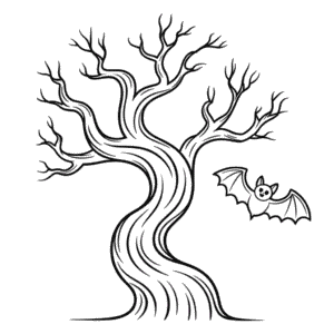 Disegno Facile di Albero Spaventoso Halloween