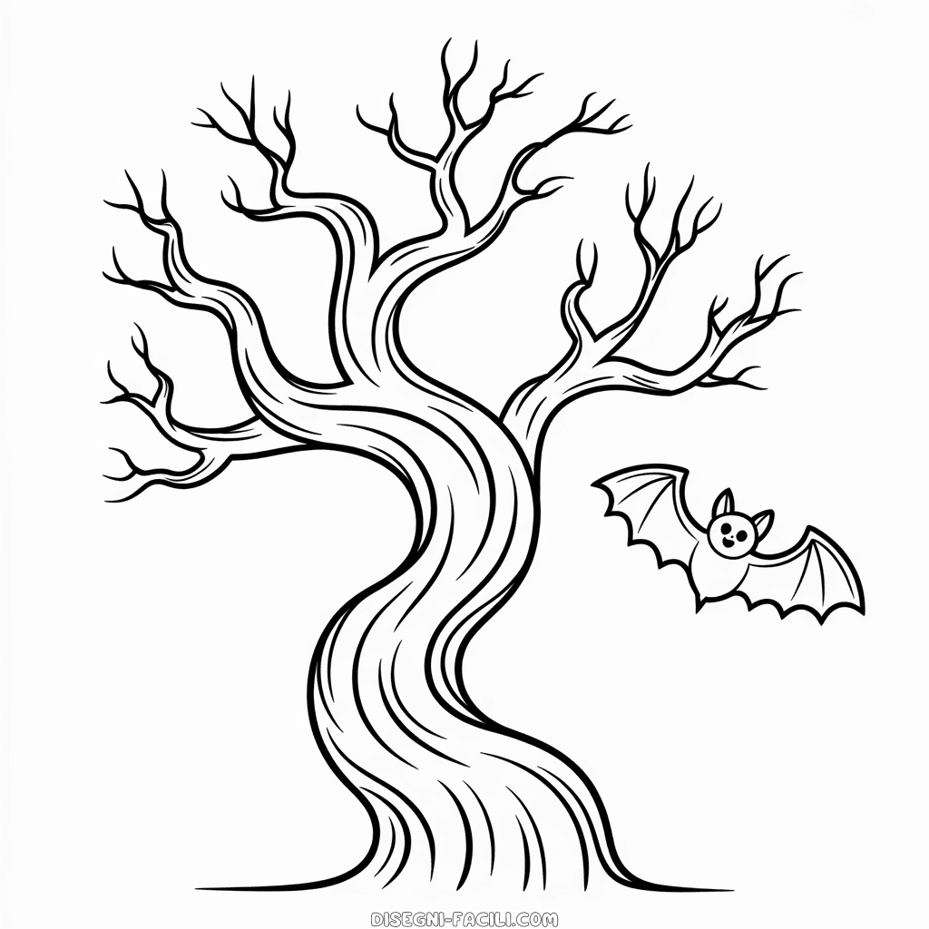 Disegno Facile di Albero Spaventoso Halloween