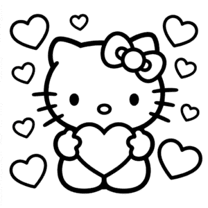 Disegno Facile di Amore per Hello Kitty