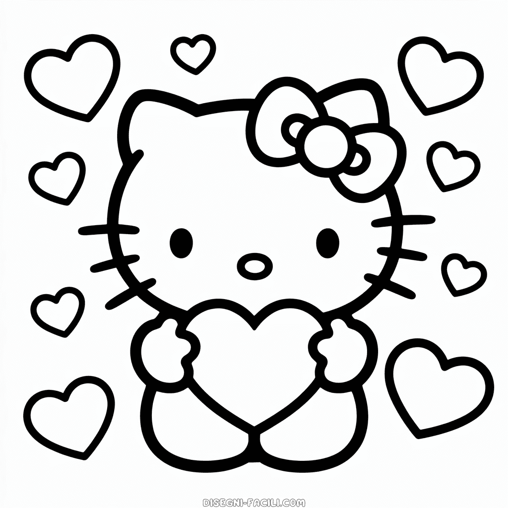 Disegno Facile di Amore per Hello Kitty