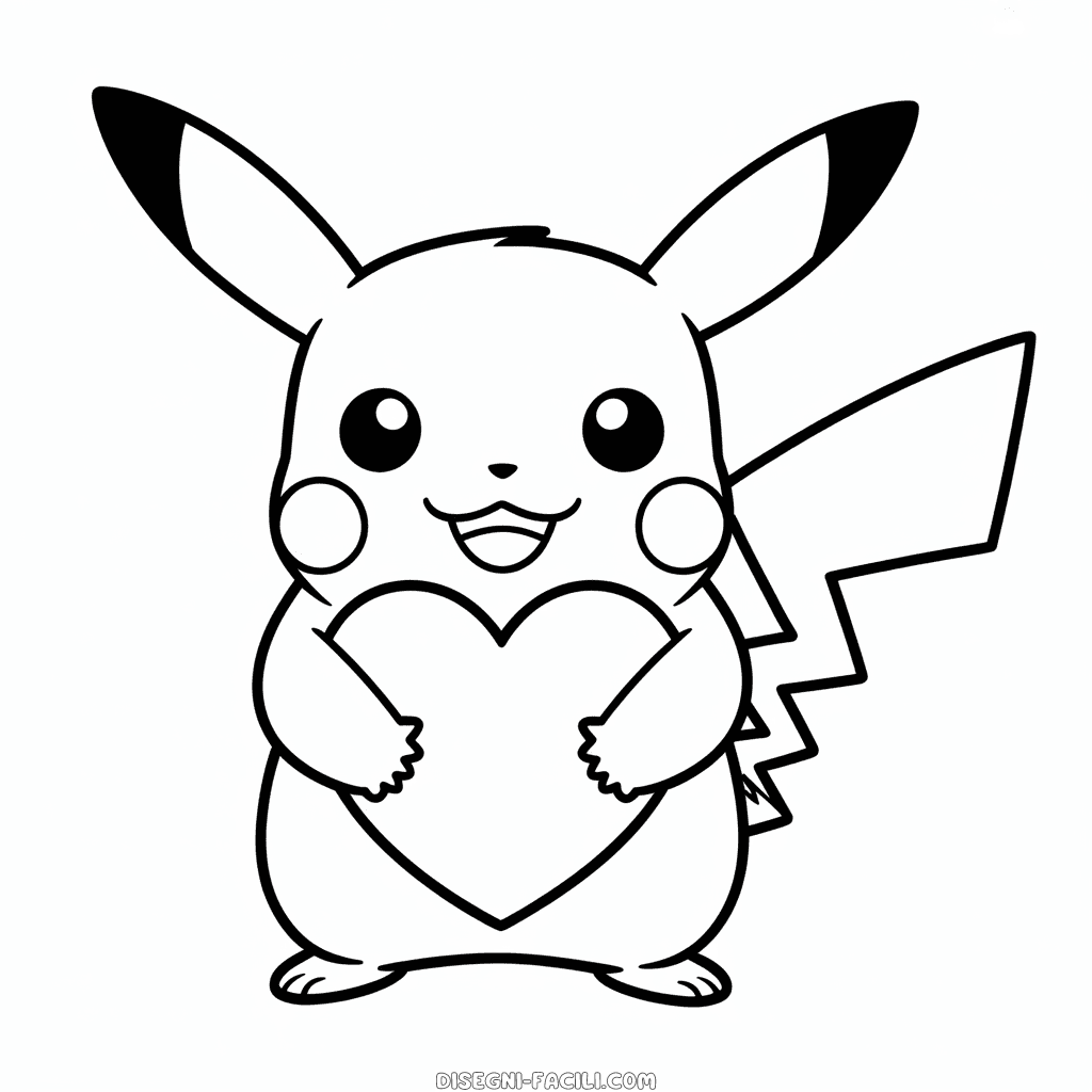 Disegno Facile di Amore per Pikachu