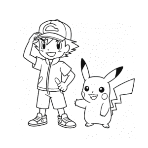 Disegno Facile di Ash Ketchum e Pikachu