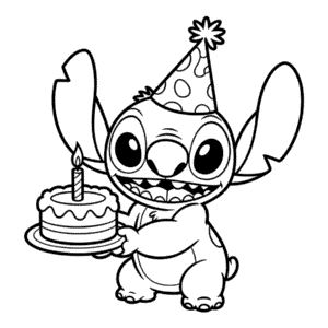 Disegno Facile di Buon Compleanno Stitch