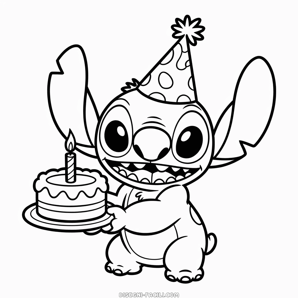Disegno Facile di Buon Compleanno Stitch