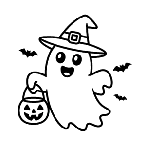 Disegno Facile di Cartone Animato Carino di Halloween