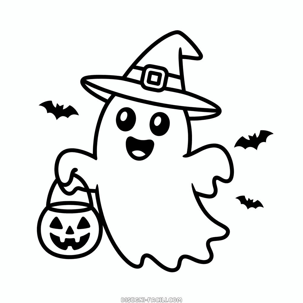 Disegno Facile di Cartone Animato Carino di Halloween