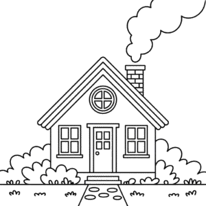 Disegno Facile di Casa in Autunno