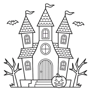 Disegno Facile di Castello di Halloween