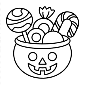Disegno Facile di Cesto di Halloween