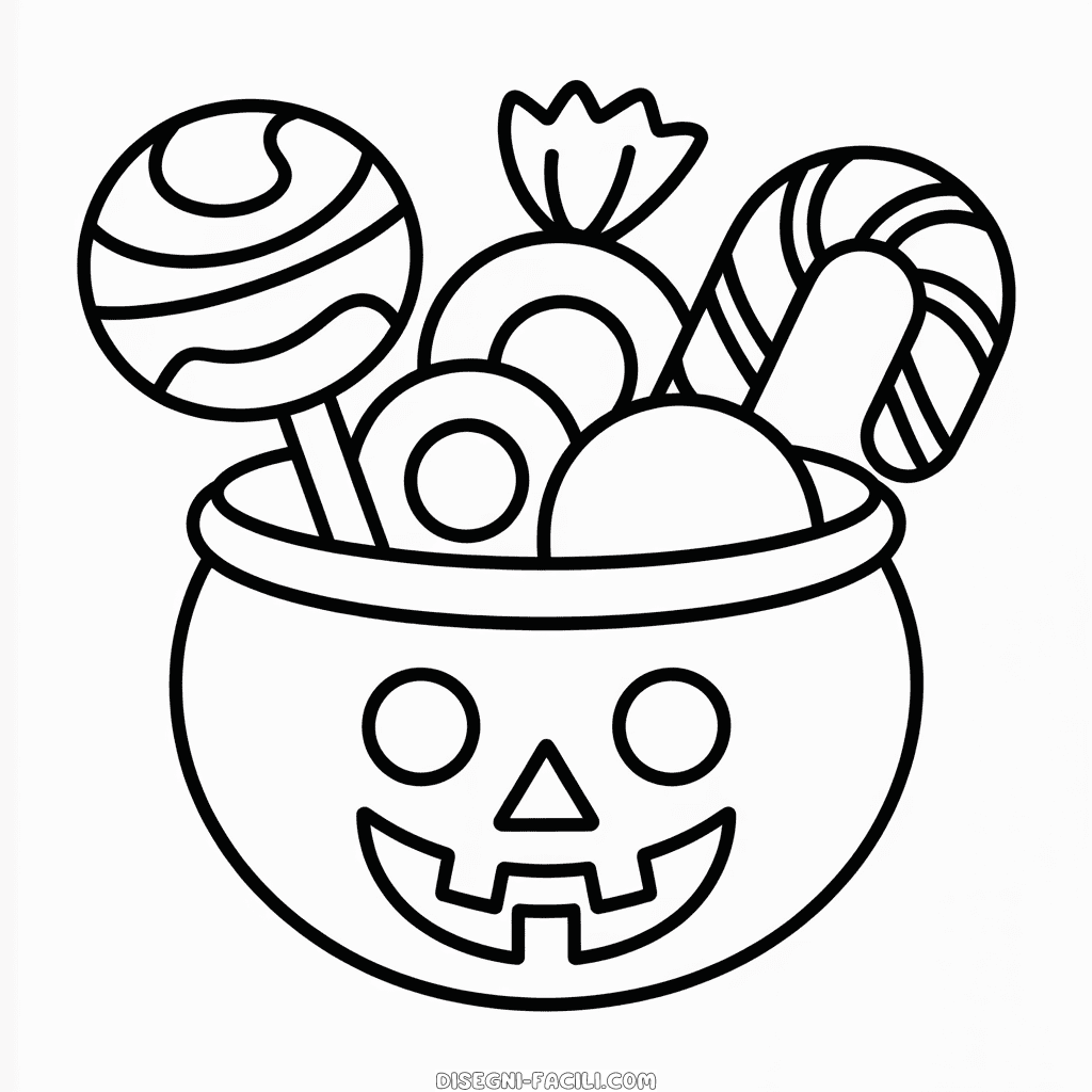 Disegno Facile di Cesto di Halloween