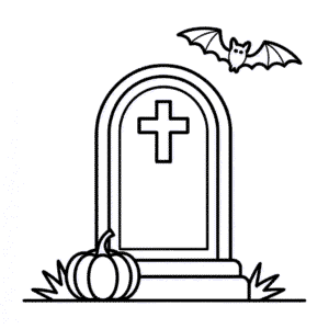 Disegno Facile di Cimitero di Halloween