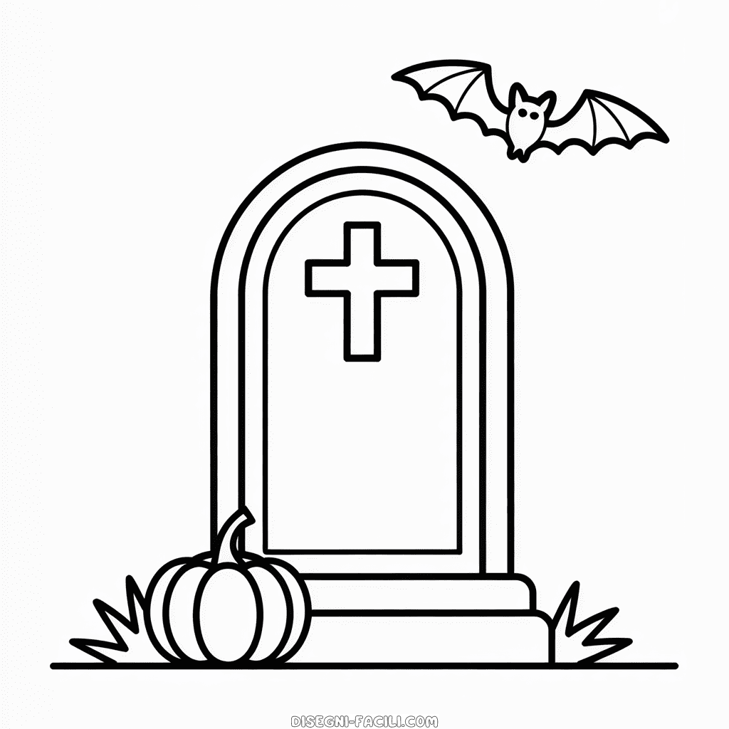 Disegno Facile di Cimitero di Halloween