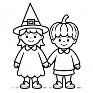 Disegno Facile di Coppia di Halloween