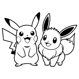 Disegno Facile di Eevee e Pikachu