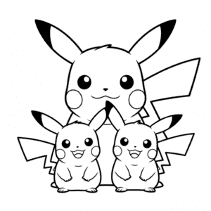 Disegno Facile di Famiglia Pikachu
