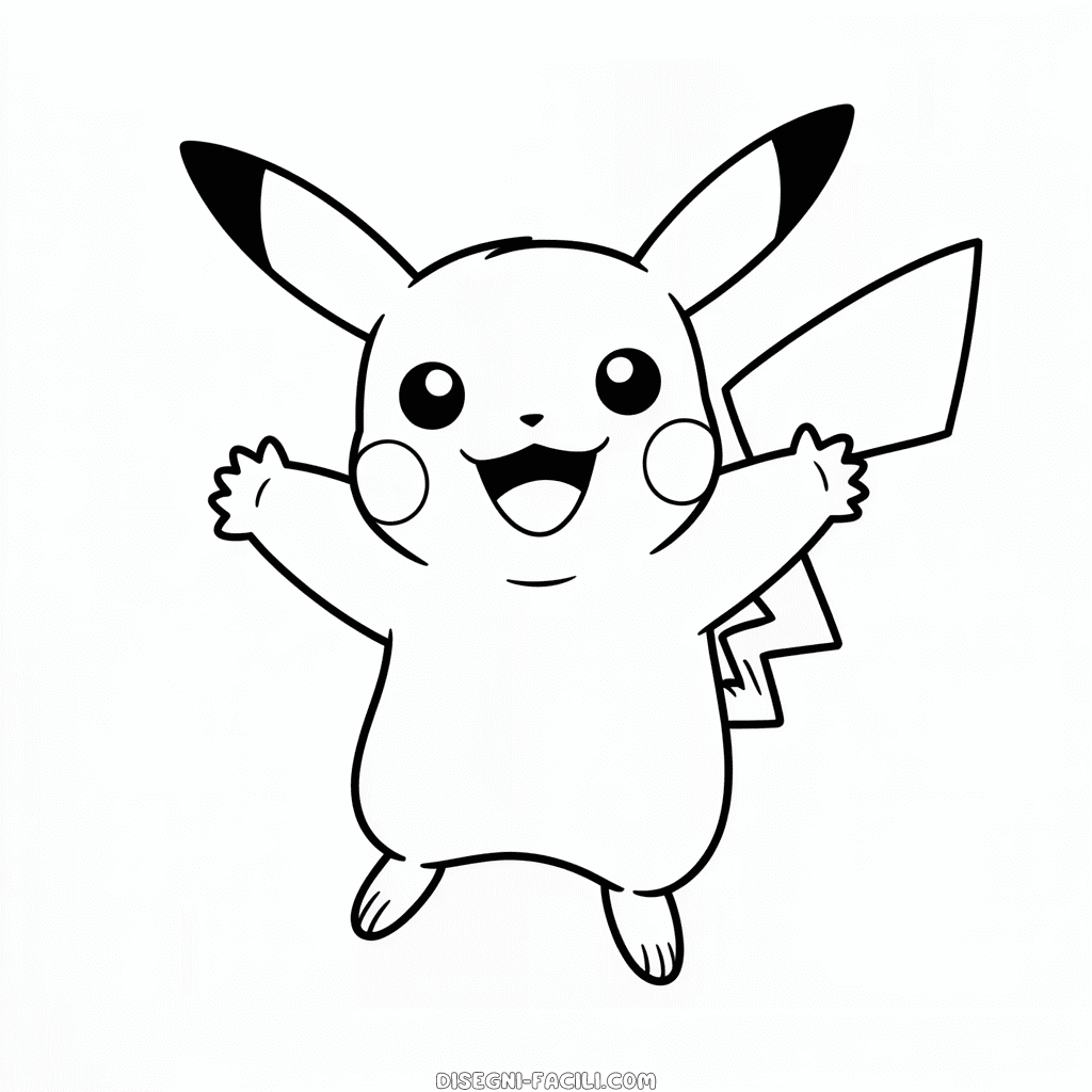 Disegno Facile di Felice Pikachu