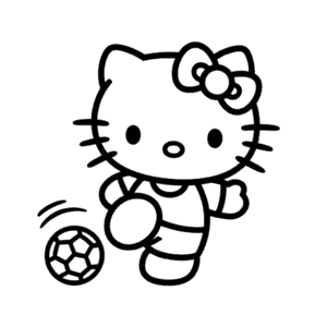 Disegno Facile di Hello Kitty Gioca a Calcio