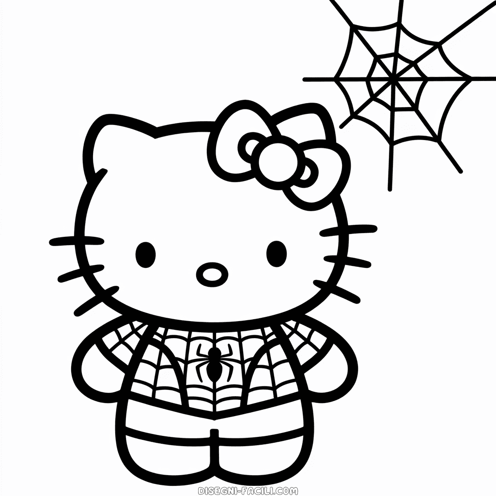 Disegno Facile di Hello Kitty nel Costume di Spider-man