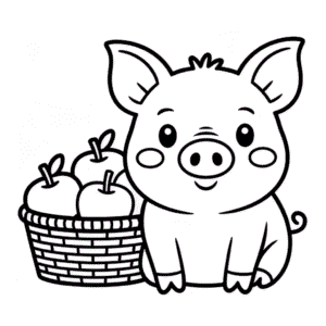 Disegno Facile di Maiale Autunnale