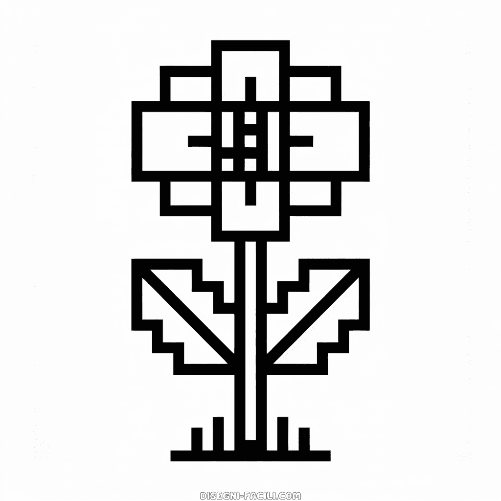 Disegno Facile di Minecraft Fiore