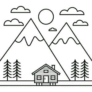 Disegno Facile di Montagne in Autunno