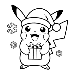 Disegno Facile di Natale di Pikachu