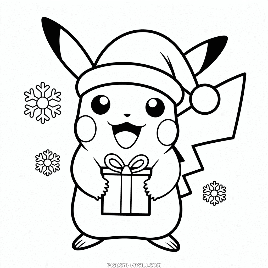 Disegno Facile di Natale di Pikachu