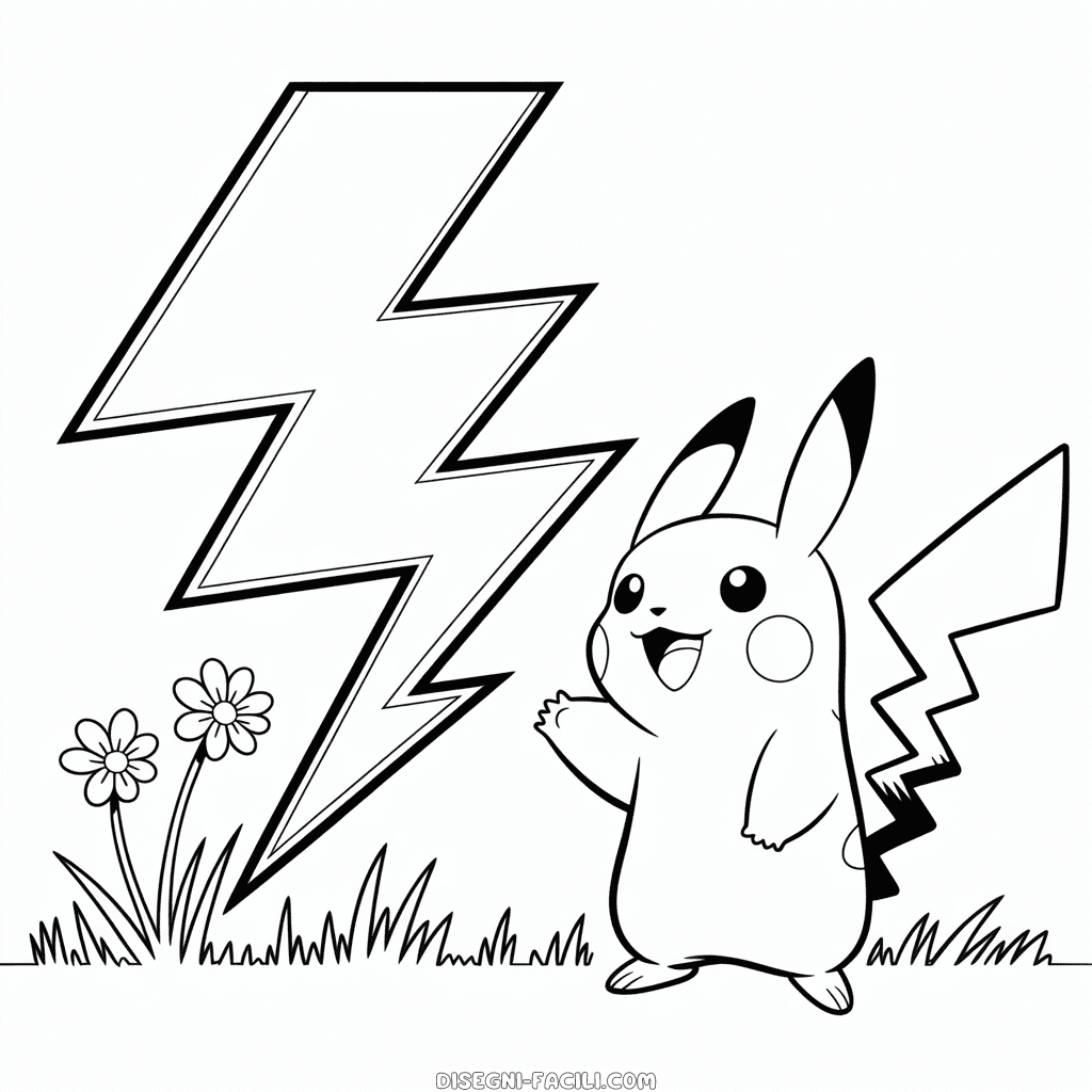 Disegno Facile di Pikachu Fulmine
