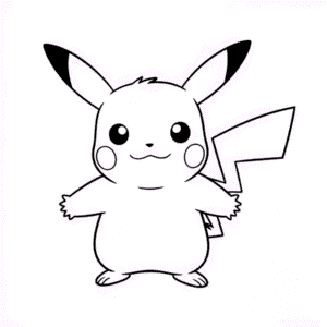 Disegno Facile di Pikachu Nero e Bianco