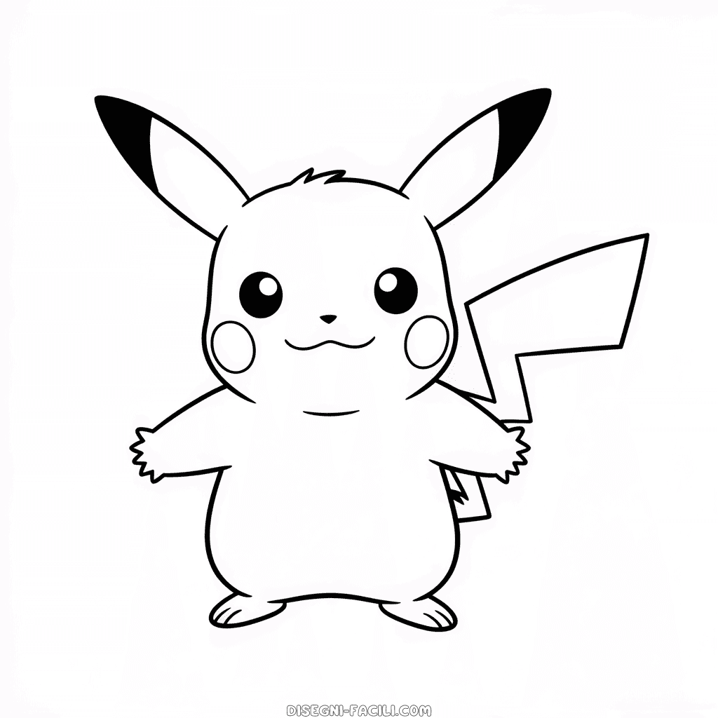 Disegno Facile di Pikachu Nero e Bianco