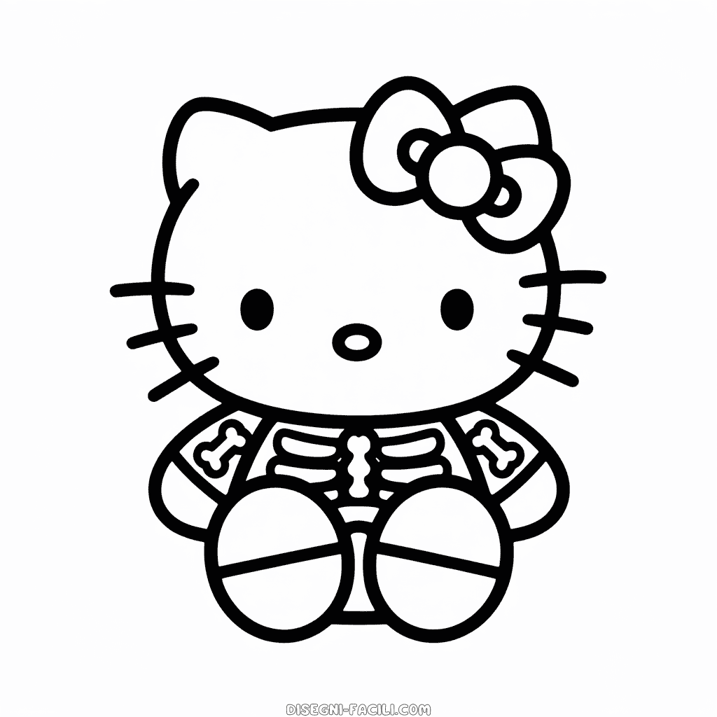 Disegno Facile di Scheletro di Hello Kitty