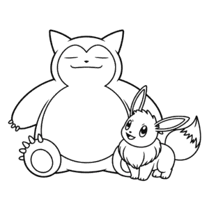 Disegno Facile di Snorlax e Eevee