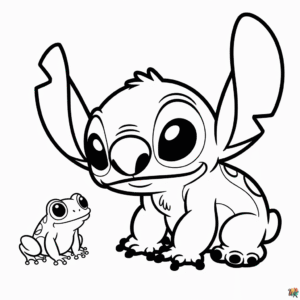 Disegno Facile di Stitch e la Rana