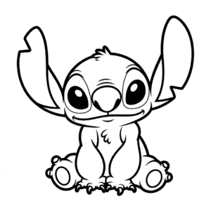 Disegno Facile di Stitch Seduto