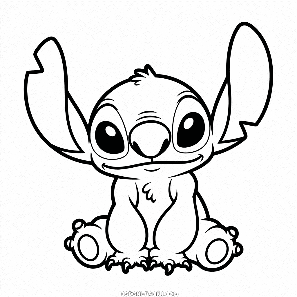Disegno Facile di Stitch Seduto