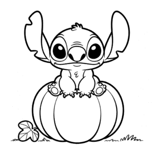 Disegno Facile di Stitch su una Zucca