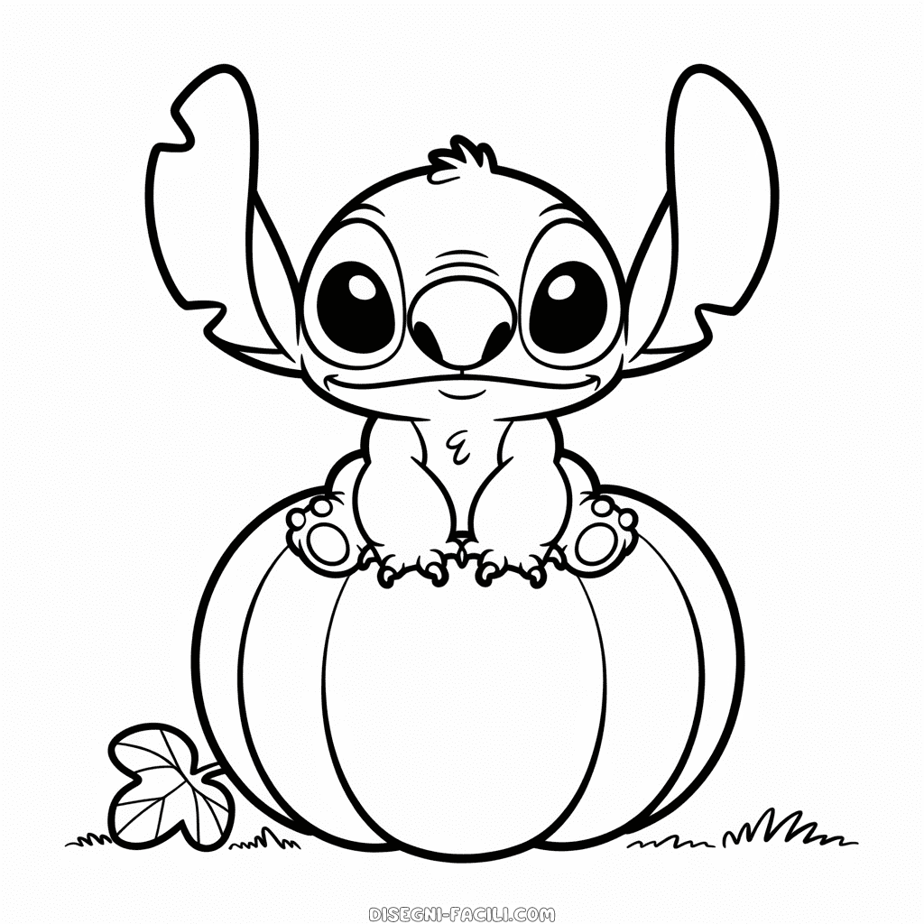 Disegno Facile di Stitch su una Zucca