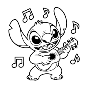 Disegno Facile di Stitch Suona la Chitarra
