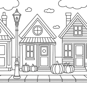 Disegno Facile di Strada in Autunno