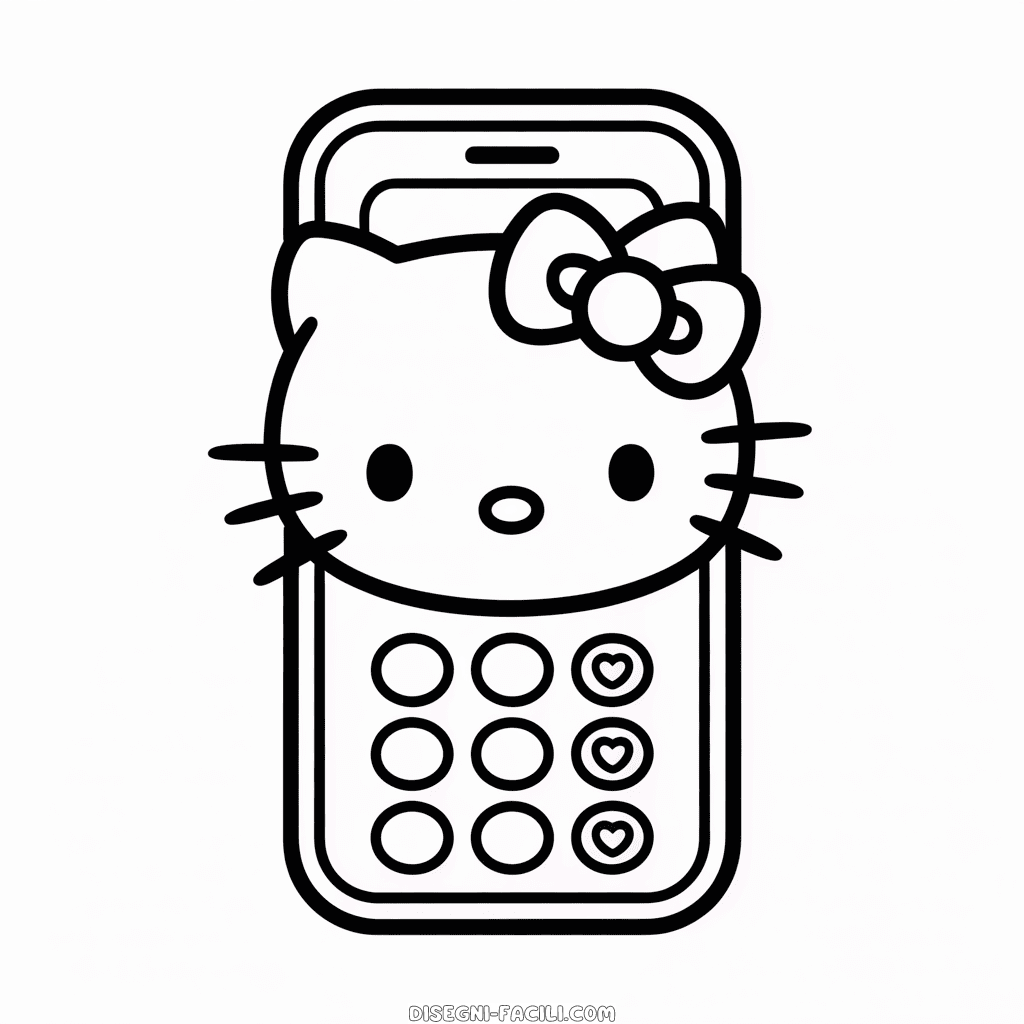 Disegno Facile di Telefono di Hello Kitty