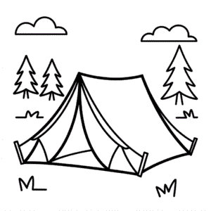 Disegno Facile di Tenda in Autunno