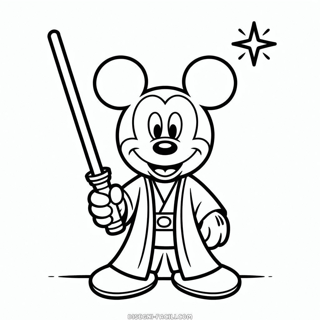 Disegno Facile di Topolino Jedi
